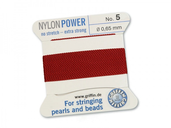 Griffin Nylon Power Beading Thread & Needle ~ Size 5 ~ Garnet