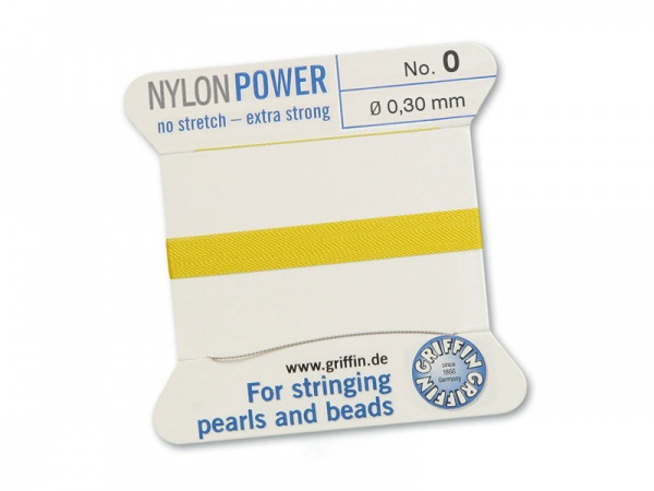 Griffin Nylon Power Beading Thread & Needle ~ Size 0 ~ Yellow