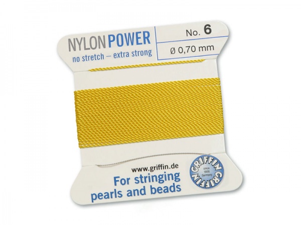 Griffin Nylon Power Beading Thread & Needle ~ Size 6 ~ Yellow