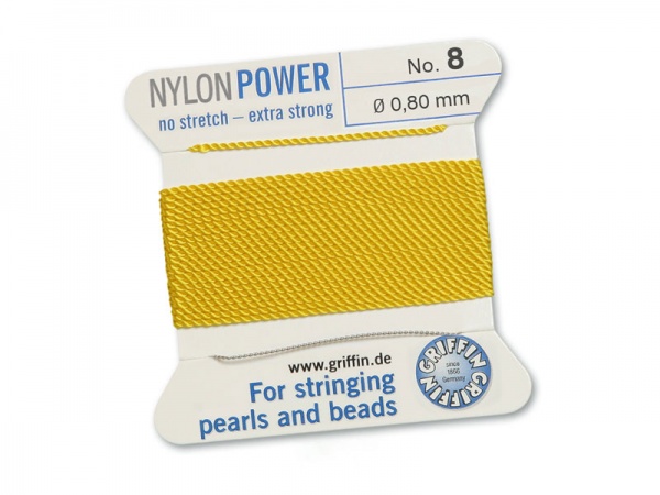 Griffin Nylon Power Beading Thread & Needle ~ Size 8 ~ Yellow