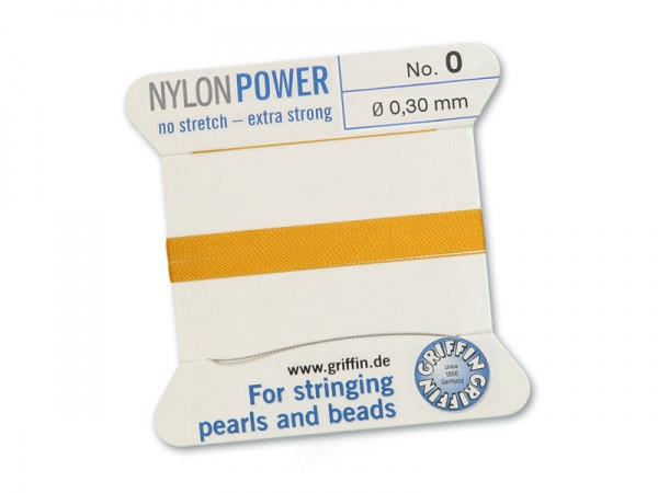 Griffin Nylon Power Beading Thread & Needle ~ Size 0 ~ Amber
