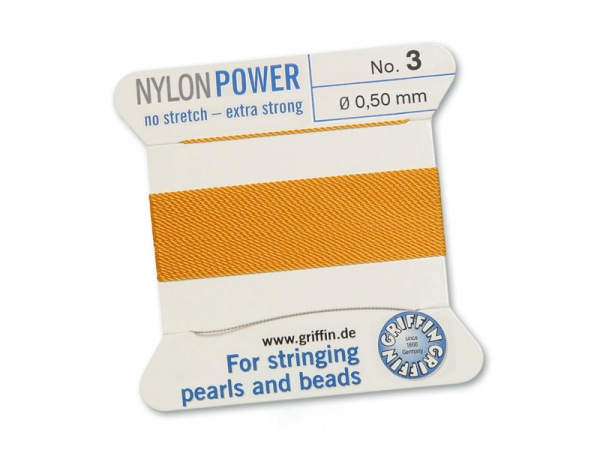 Griffin Nylon Power Beading Thread & Needle ~ Size 3 ~ Amber