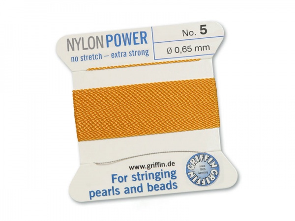 Griffin Nylon Power Beading Thread & Needle ~ Size 5 ~ Amber