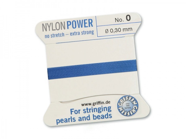 Griffin Nylon Power Beading Thread & Needle ~ Size 0 ~ Blue