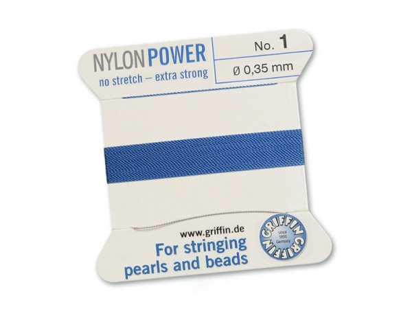 Griffin Nylon Power Beading Thread & Needle ~ Size 1 ~ Blue