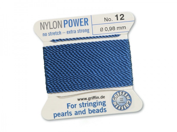 Griffin Nylon Power Beading Thread & Needle ~ Size 12 ~ Blue
