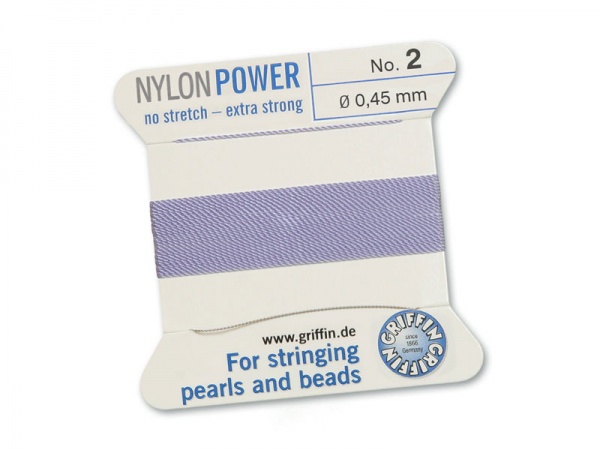 Griffin Nylon Power Beading Thread & Needle ~ Size 2 ~ Lilac