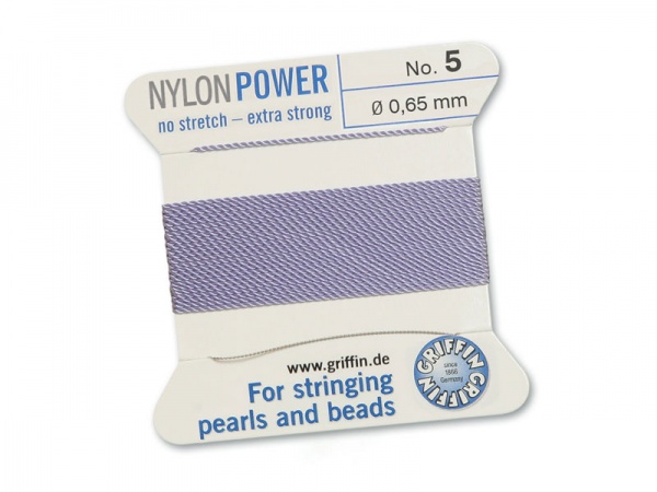 Griffin Nylon Power Beading Thread & Needle ~ Size 5 ~ Lilac