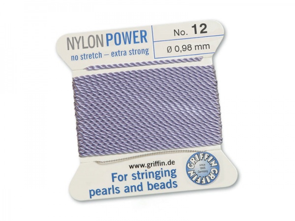 Griffin Nylon Power Beading Thread & Needle ~ Size 12 ~ Lilac