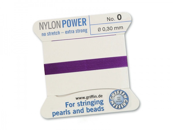 Griffin Nylon Power Beading Thread & Needle ~ Size 0 ~ Amethyst
