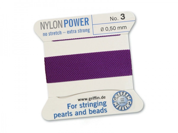 Griffin Nylon Power Beading Thread & Needle ~ Size 3 ~ Amethyst