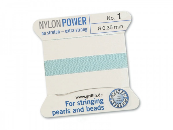 Griffin Nylon Power Beading Thread & Needle ~ Size 1 ~ Light Blue
