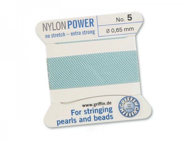 Griffin Nylon Power Beading Thread & Needle ~ Size 5 ~ Light Blue