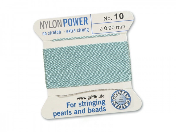 Griffin Nylon Power Beading Thread & Needle ~ Size 10 ~ Light Blue
