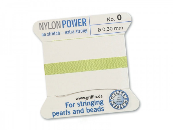 Griffin Nylon Power Beading Thread & Needle ~ Size 0 ~ Jade Green