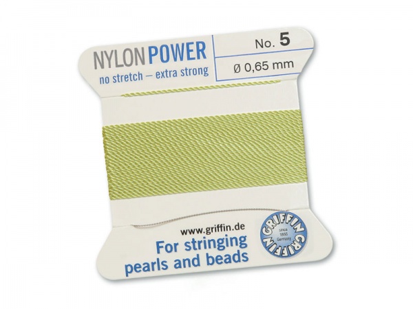 Griffin Nylon Power Beading Thread & Needle ~ Size 5 ~ Jade Green
