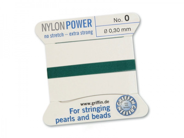 Griffin Nylon Power Beading Thread & Needle ~ Size 0 ~ Green