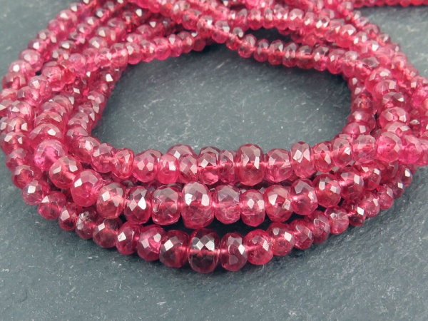 AA Red Spinel Faceted Rondelles 2.5-4.75mm ~ 17'' Strand