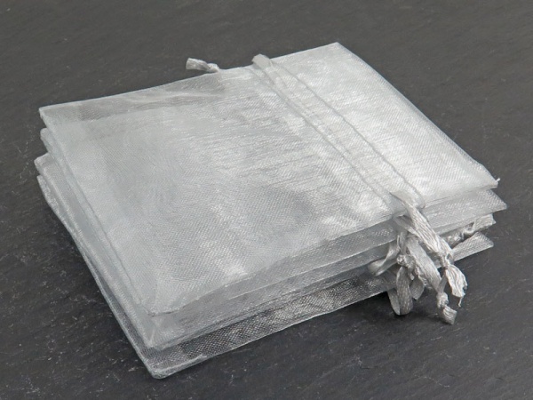 Organza Bag 8cm x 10cm ~ Silver ~ Pack of 10