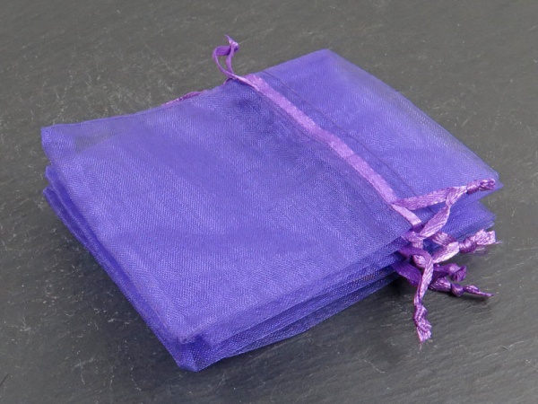 Organza Bag 8cm x 10cm ~ Purple ~ Pack of 10