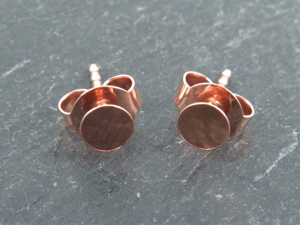 Rose Gold Vermeil Ear Post with Flat Pad and Back 4mm ~ PAIR