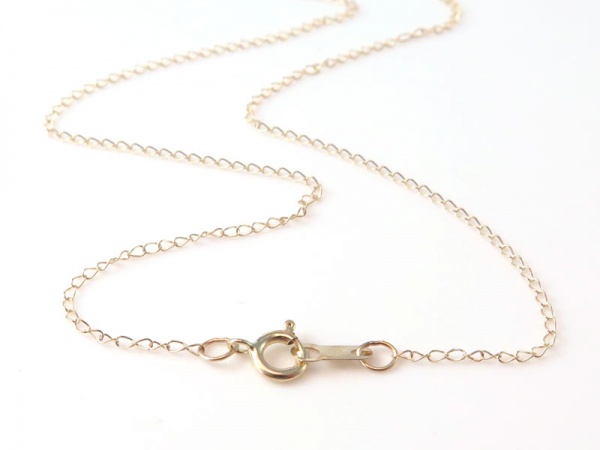 14K Gold Trace Chain Necklace with Spring Clasp ~ 16''