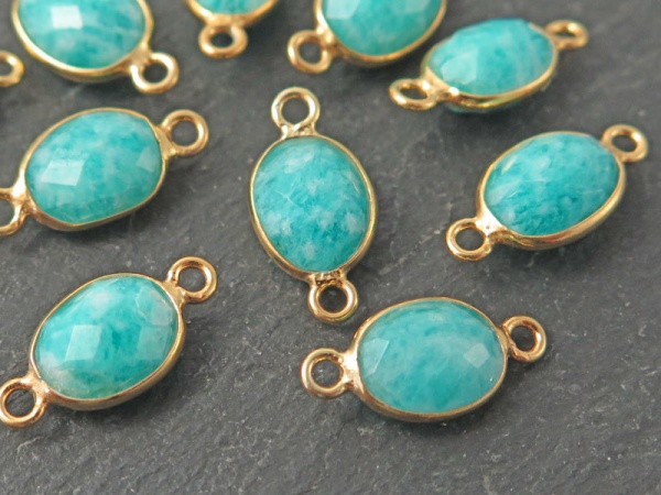 Gold Vermeil Amazonite Oval Connector 14mm