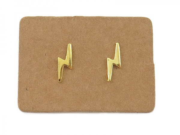 Gold Plated Sterling Silver Lightning Bolt Ear Studs ~ PAIR
