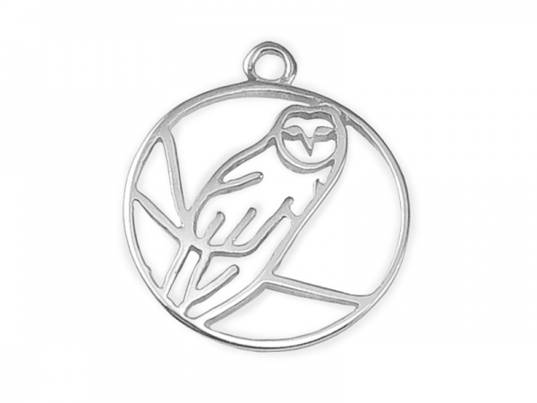 Sterling Silver Owl Pendant 13.5mm