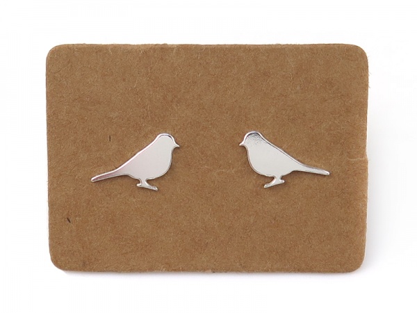 Sterling Silver Sparrow Ear Studs  ~ PAIR