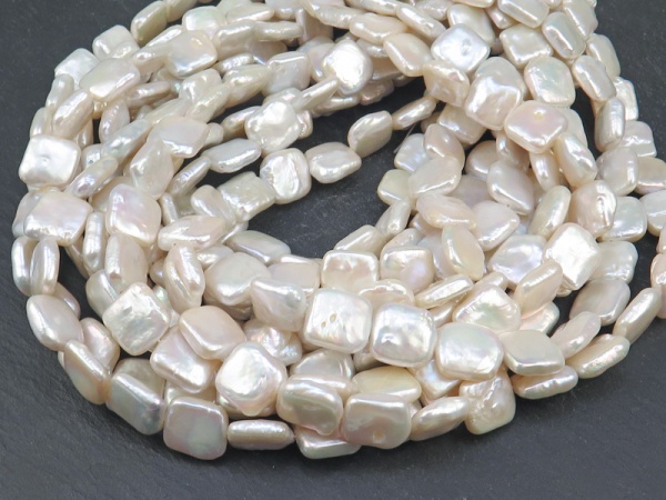 Freshwater Pearl Ivory Square Beads 12mm ~ 16'' Strand