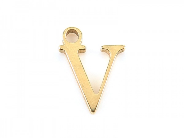 Gold Vermeil Alphabet Charm ~ V