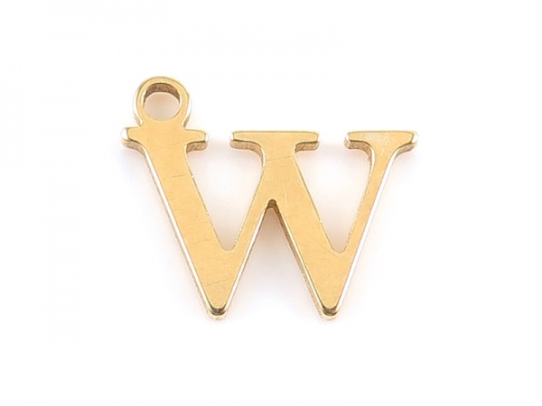 Gold Vermeil Alphabet Charm ~ W