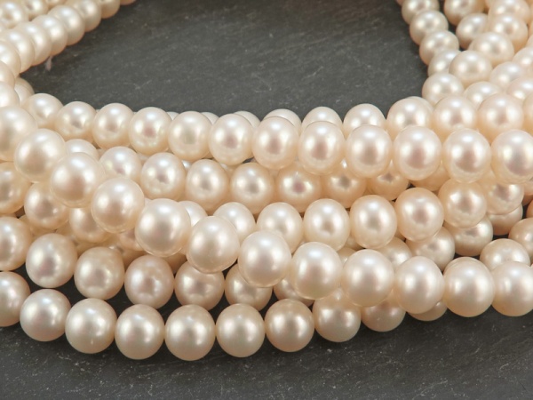 Freshwater Pearl Ivory Off-Round Beads 6-6.5mm ~ 16'' Strand