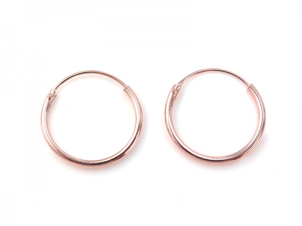 Rose Gold Plated Sterling Silver Hoops 14mm  ~ PAIR
