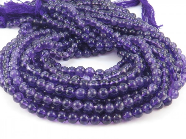 Amethyst Smooth Round Beads ~ Various Sizes ~ 15'' Strand