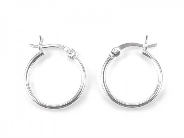 Sterling Silver Hinged Earring Hoop 15mm x 1.5mm ~ PAIR