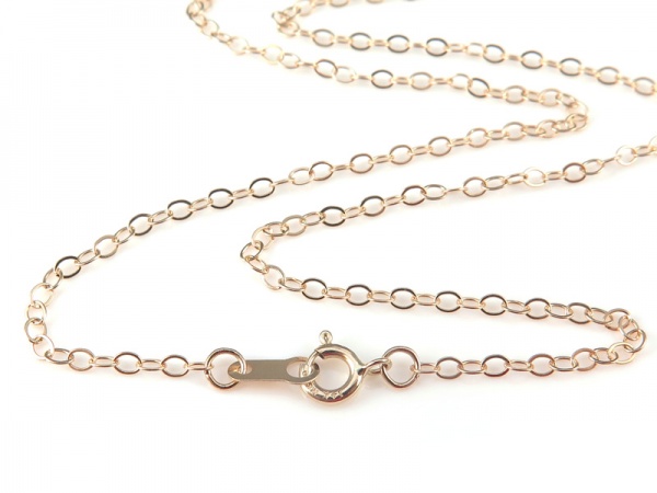 14K Gold Flat Cable Chain Necklace with Spring Clasp ~ 18''