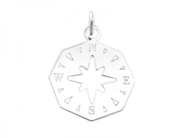 Sterling Silver Compass Pendant 16mm
