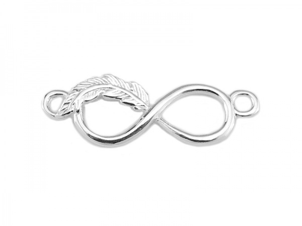 Sterling Silver Feather Infinity Connector 22mm