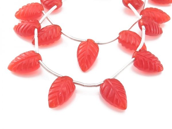 AAA Carnelian Carved Leaf Briolettes 12-13mm ~ 8'' Strand