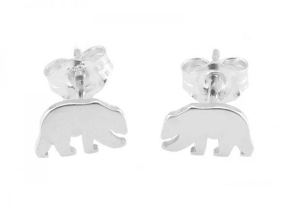 Sterling Silver Polar Bear Ear Studs  ~ PAIR