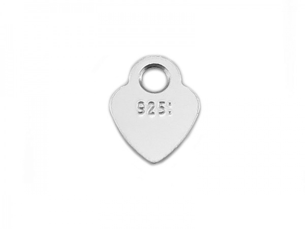 Sterling Silver 925 Stamped Heart Tag 4.5mm
