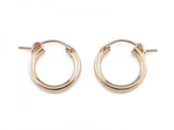 Gold Filled Hinged Earring Hoop 13mm x 2.25mm  ~ PAIR
