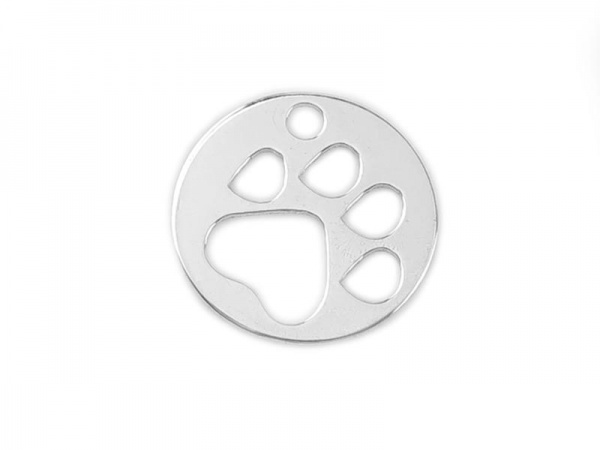 Sterling Silver Paw Print Charm 10mm