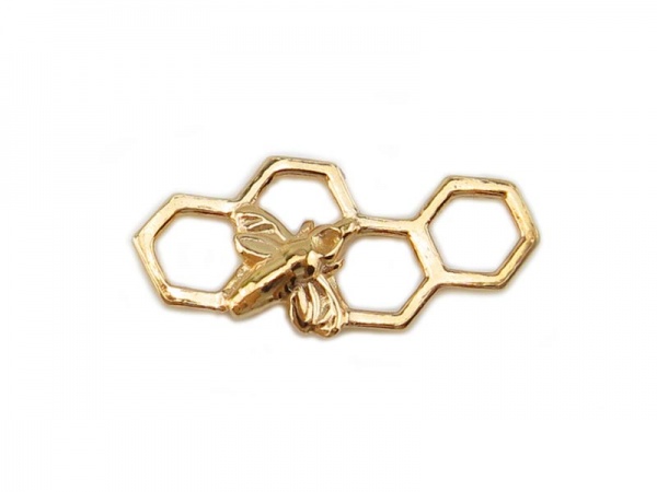 Gold Vermeil Honeycomb Bee Connector 17mm