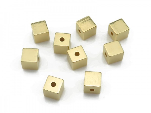 Gold Vermeil Square Bead 4mm