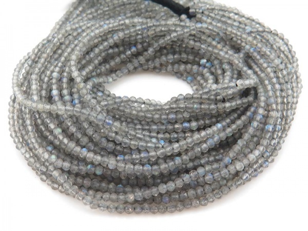 AA+ Labradorite Micro-Faceted Rondelles 2.25mm ~ 12.5'' Strand