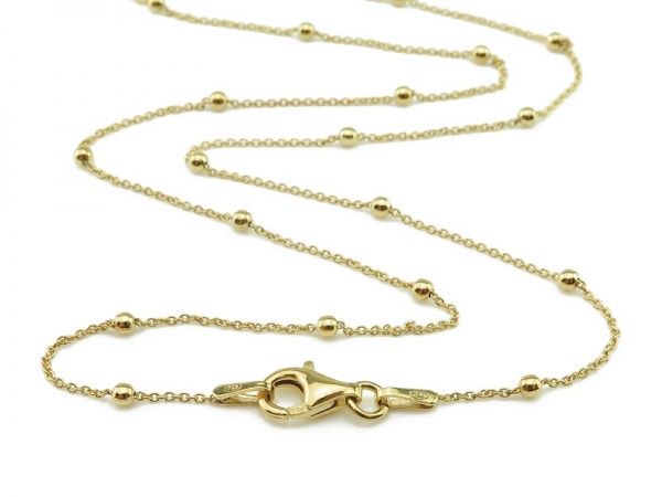 Gold Vermeil Satellite Chain Necklace with Clasp 17.75''