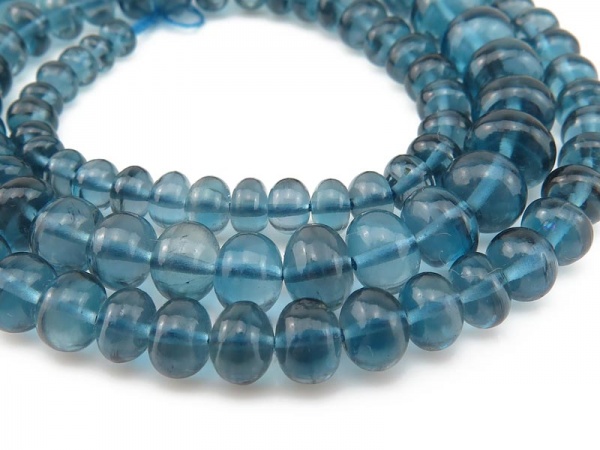 AAA London Blue Topaz Smooth Rondelles 4-7mm ~ 15'' Strand